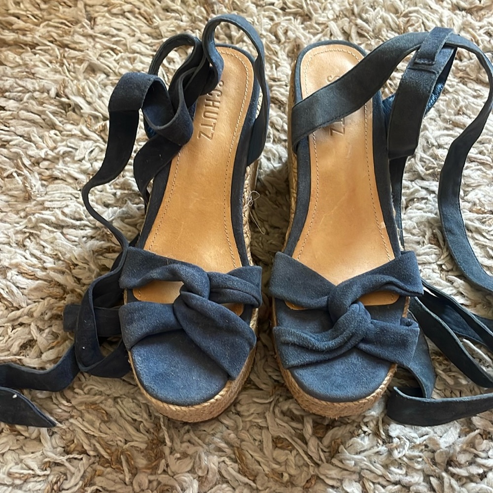 Schutz wedge heel with suede ties